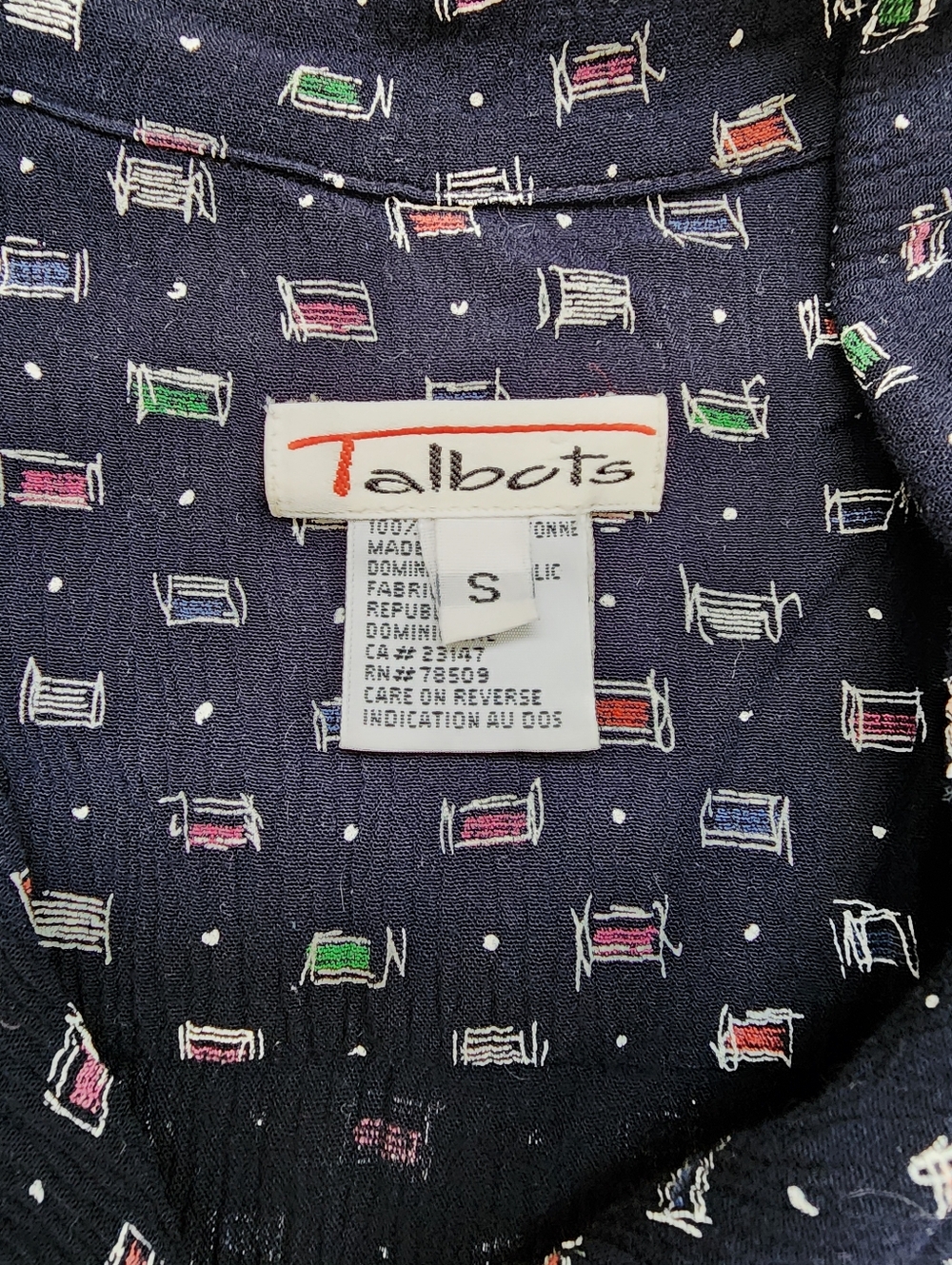 Vtg Talbots Women’s Button-Up Blouse Small Abstract Texture - Picture 9 of 10